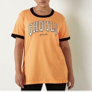 Victoria's Secret PINK Short Sleeve Campus Ringer T-Shirt Halloween Orange XXL